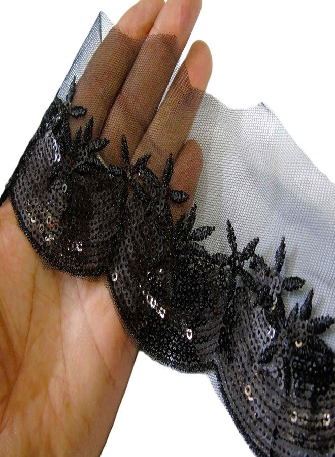 Strala Black Color Laces for Dresses, Sarees, Lehenga, Suits, Bags, Decorations, Borders, Crafts and Home Décor,Blouse (3mtr) Design-497 - Image 1